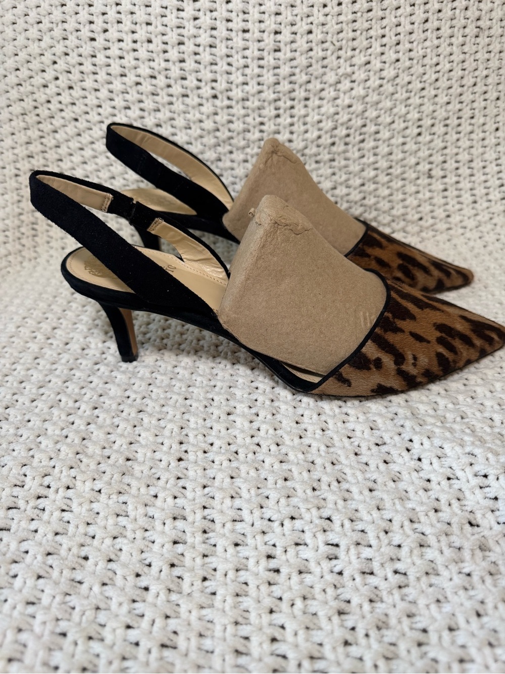 Vince Camuto Kolissa Leopard Cow Hair Slingback Heels 9.5 - Picture 2 of 8